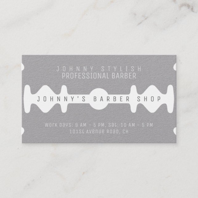Razor faux look shape cover gray craft business card (Front)