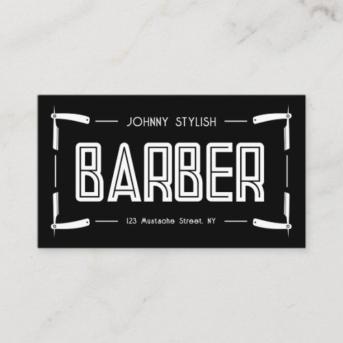Razor frame barber style business card