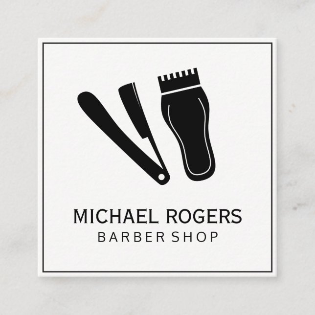 Razor & Hair Clippers Square Business Card (Front)