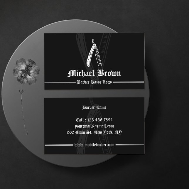 Razor mobile Barber shop retro Business Card (Creator Uploaded)