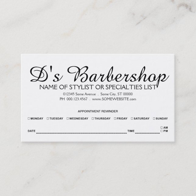razor stripes appointment reminder card (Front)