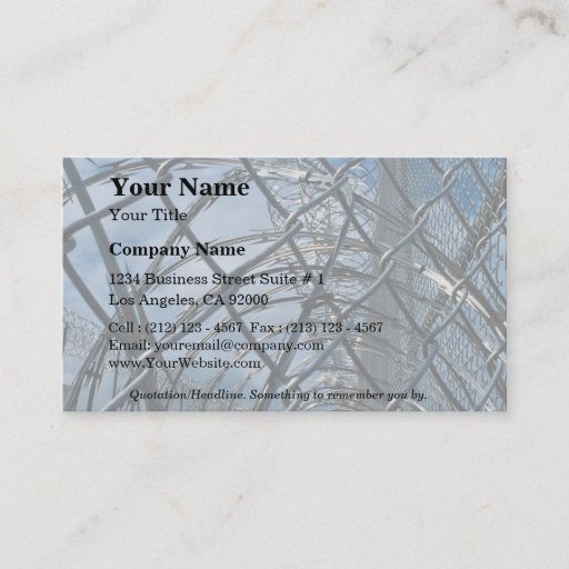 Customizable Razor wire, prison business card