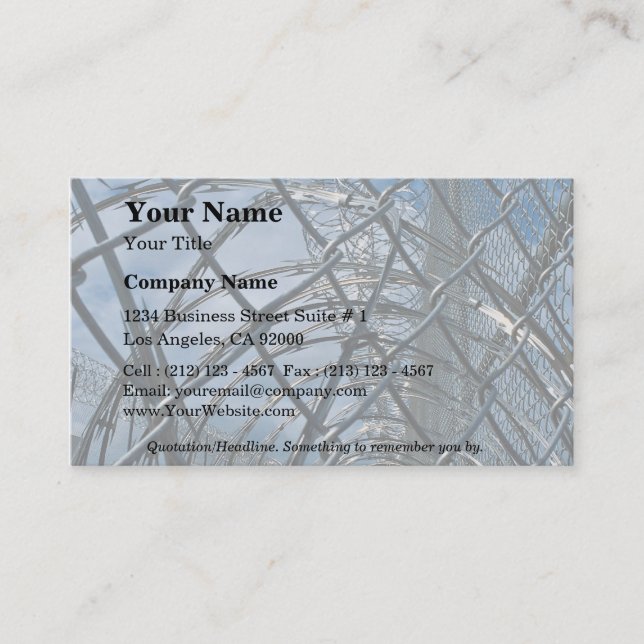 Razor wire, prison business card (Front)