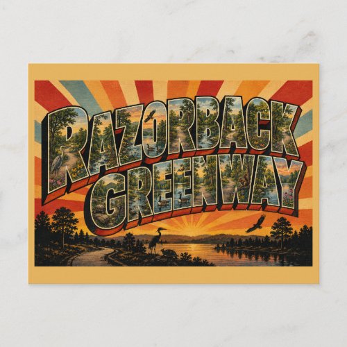 Razorback Greenway Arkansas Ozark Trail Art Postcard