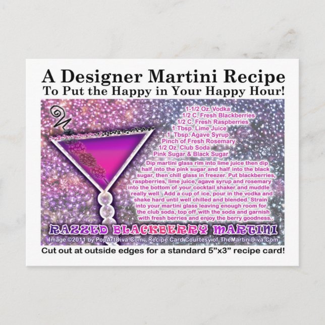 Razzed Blackberry Martini Recipe Postcard (Front)