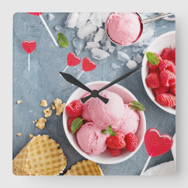 Razzel Berry Treats Square Wall Clock (Front)