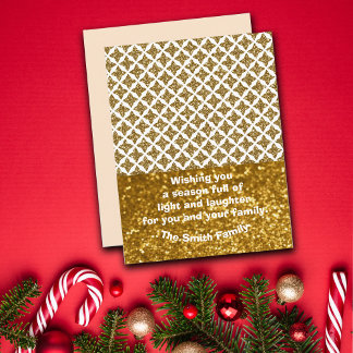 Razzle Dazzle Christmas Glittery Gold Stars Custom Holiday Card