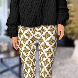 Razzle Dazzle Christmas Glittery Gold Stars Leggings