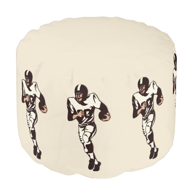 RB Football Player / Sport Design Round Pouf (Angled Front)