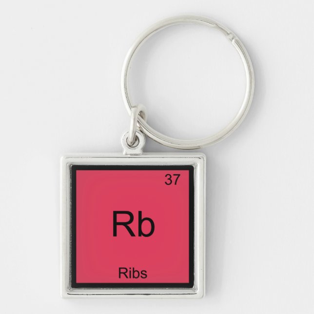 Rb - Ribs Chemistry Element Symbol Funny Keychain (Front)