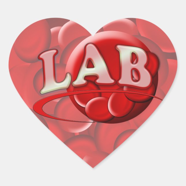 RBC LABORATORY LOGO RED BLOOD CELLS HEART STICKER (Front)