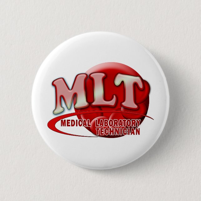 RBC MLT LABORATORY SWOOSH LOGO - MED LAB TECH PINBACK BUTTON (Front)