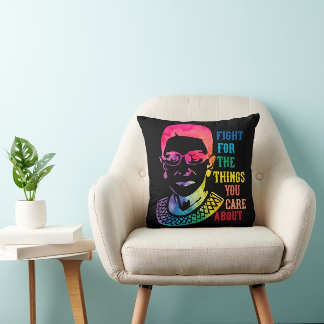 RBG Fight For The Things You Care About Throw Pillow (Chair)