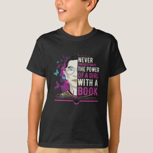 RBG Never Underestimate Girl With a Book T_Shirt