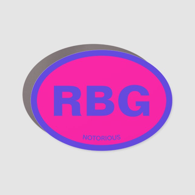 RBG Notorious Custom Blue Pink Neon Car Magnet (Front)