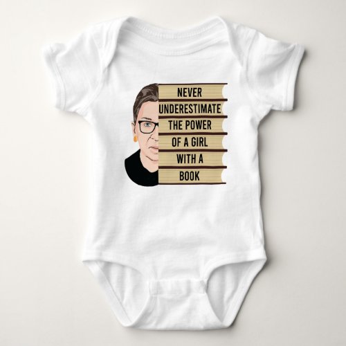 RBG Quote Never Underestimate the Power of a Girl Baby Bodysuit