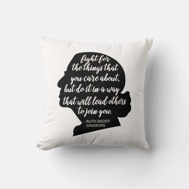 RBG Quotes, Ginsburg Quote, Ruth Bader Ginsburg Throw Pillow (Front)