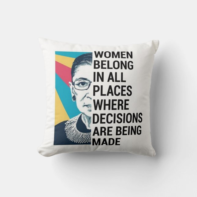 Rbg Quotes, Ruth Bader Ginsburg Quote Throw Pillow (Front)