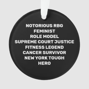 RBG RIP Ruth Bader Ginsburg Tribute on black Ornament