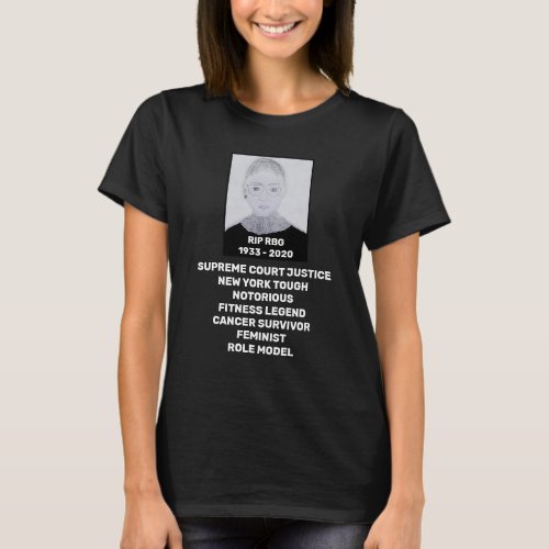 RBG RIP Ruth Bader Ginsburg Tribute on black T_Shirt