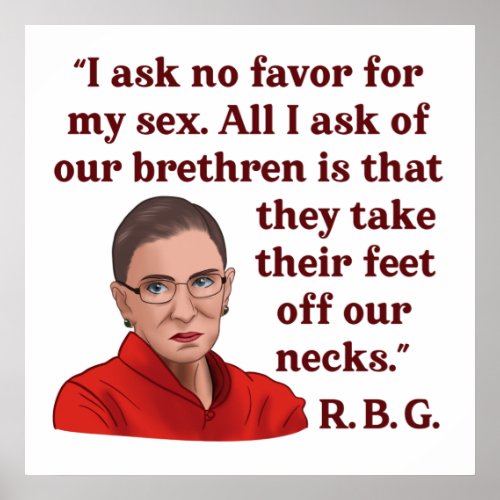 RBG Ruth Bader Ginsburg Quote Feminis Women Rights Poster