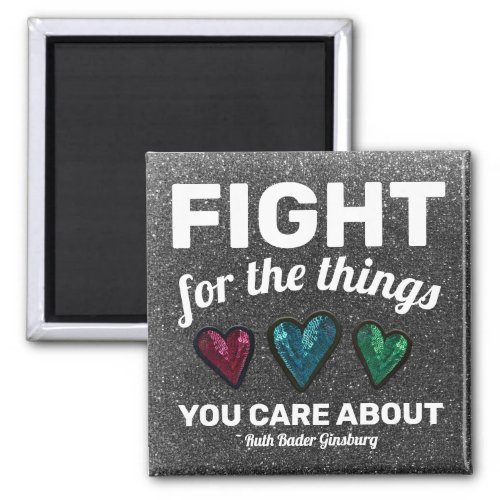 RBG Ruth Bader Ginsburg Quote Glitter Sequin Heart Magnet