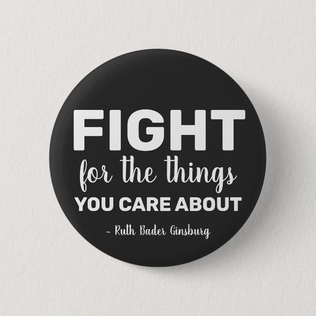RBG Ruth Bader Ginsburg Quotes Feminist Liberal Button (Front)