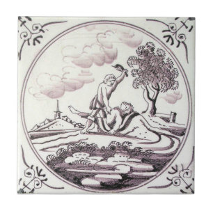RBT04 Delft Biblical Manganese Red Ceramic Tile