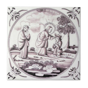 RBT06 Delft Biblical Manganese Red Ceramic Tile