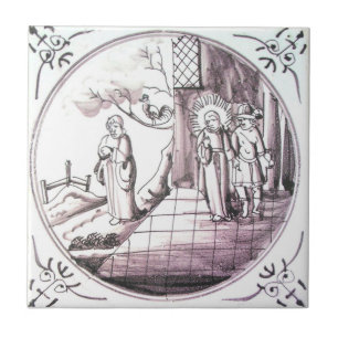 RBT09 Delft Biblical Manganese Red Ceramic Tile