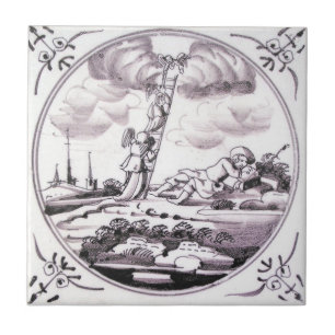 RBT11 Delft Biblical Manganese Red Ceramic Tile