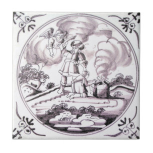 RBT12 Delft Biblical Manganese Red Ceramic Tile