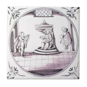 RBT16 Delft Biblical Manganese Red Ceramic Tile