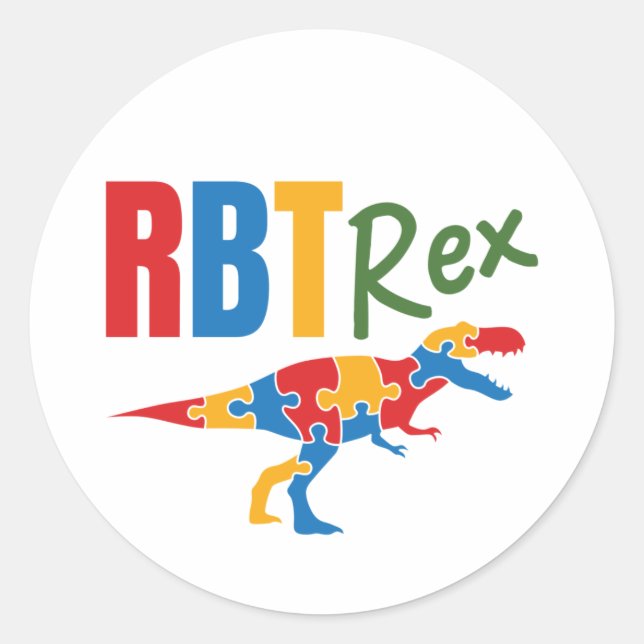RBT Rex Registered Behavior Technician ABA Classic Round Sticker (Front)