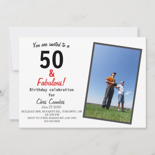 RC Airplane Fifty and Fabulous Fiftieth Birthday   Invitation