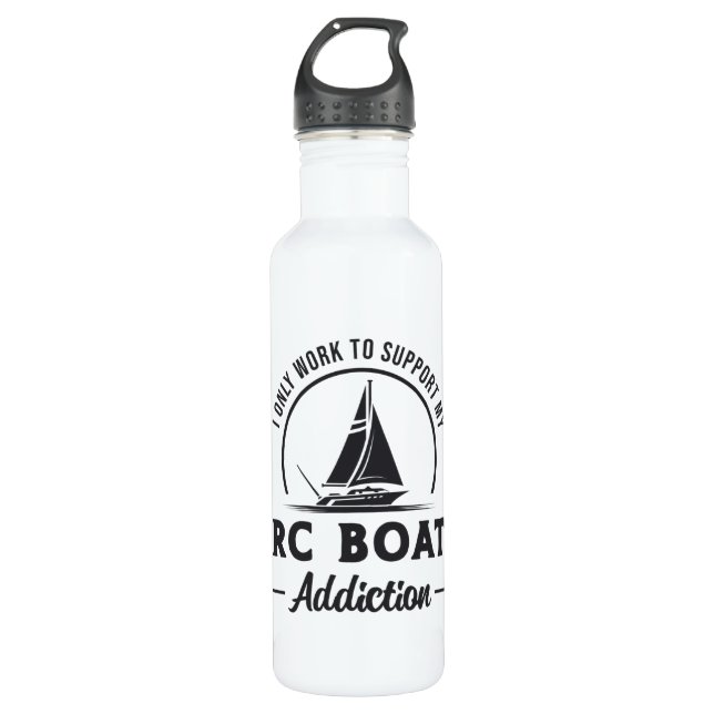 RC Boat Addiction Remote Model Radio RC Boats Stainless Steel Water Bottle (Front)
