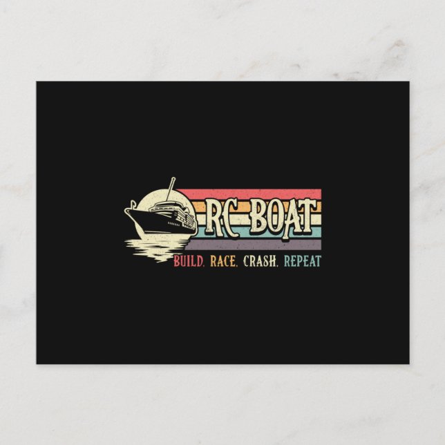 RC Boat Build Race Crash Repeat Model RC Boats Postcard (Front)