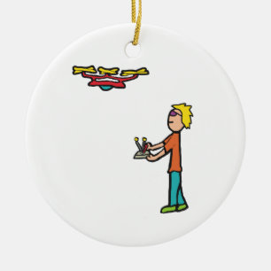 RC Drone Flying Ceramic Ornament