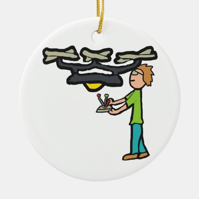 RC Drone Flying Ceramic Ornament (Front)