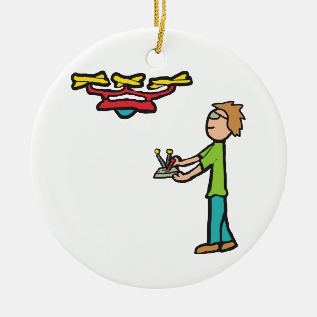 RC Drone Flying Ceramic Ornament (Front)
