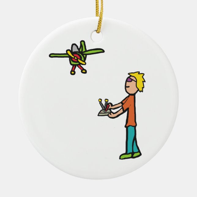 RC Model Airplane Flying Ceramic Ornament (Front)