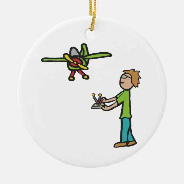 RC Model Airplane Flying Ceramic Ornament (Front)