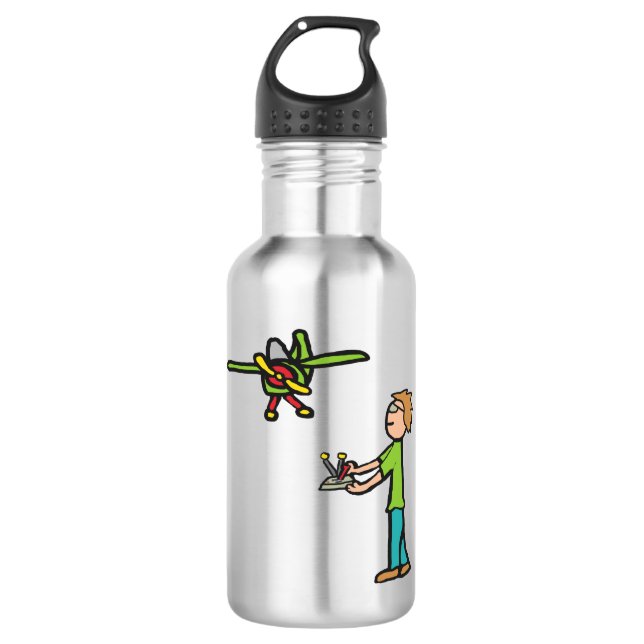 RC Model Airplane Flying Stainless Steel Water Bottle (Front)