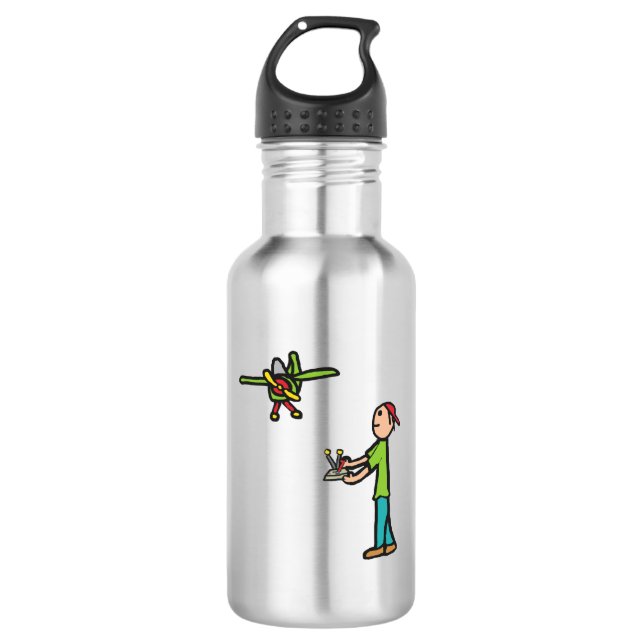 RC Model Airplane Flying Stainless Steel Water Bottle (Front)