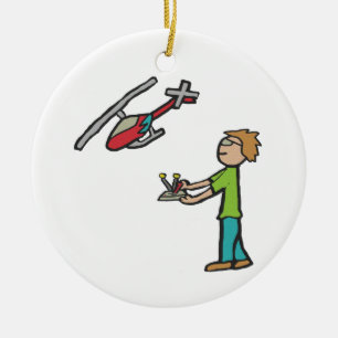RC Model Helicopter Flying Ceramic Ornament