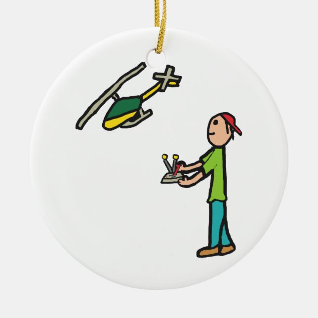 RC Model Helicopter Flying Ceramic Ornament (Front)