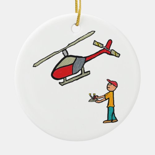RC Model Helicopter Flying Ceramic Ornament