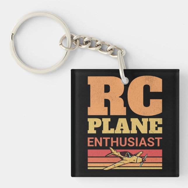 RC Plane Enthusiast Remote Control Airplanes Lover Keychain (Front)