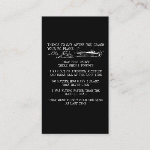 RC Plane Pilot Aviation Hobby Airplane lover Business Card