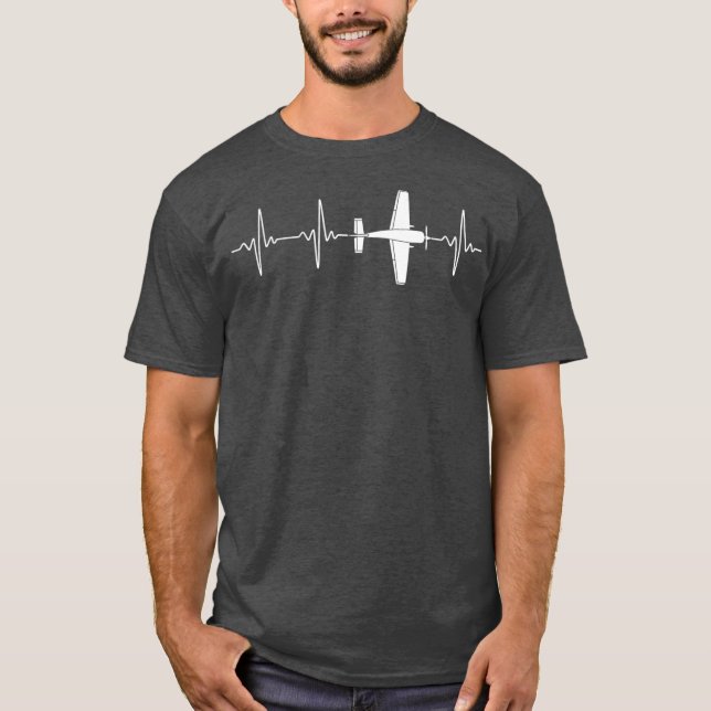 RC Plane Pilot Heartbeat Radio Controlled Pilot T-Shirt (Front)